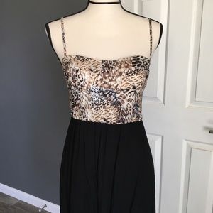 Leopard high low spaghetti strap dress
